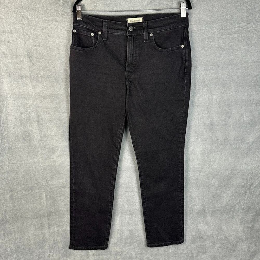 Madewell Jeans Womens 28 Black Mid Rise Perfect Vintage Straight Pockets Stretch
